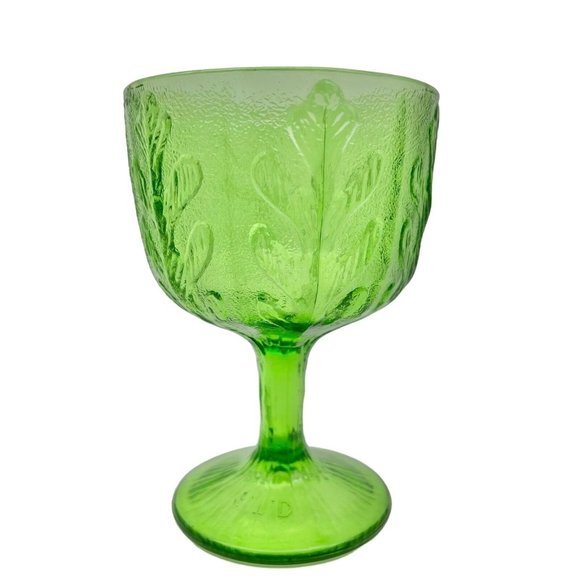 Vintage FTD 1975 Vintage Green Glass Leaf Motif Pedestal Vase - Picture 1 of 6